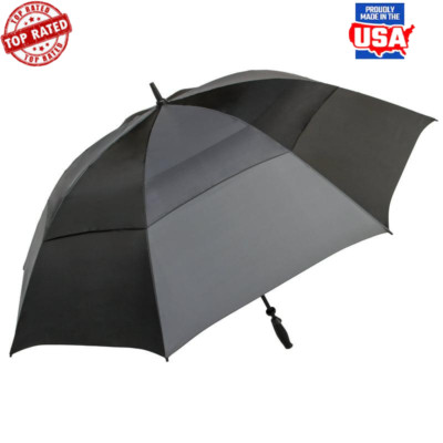 62'' Vented Golf Umbrella FRP Fiberglass Frame Twin-Shot Handle Ergonomic Comfort