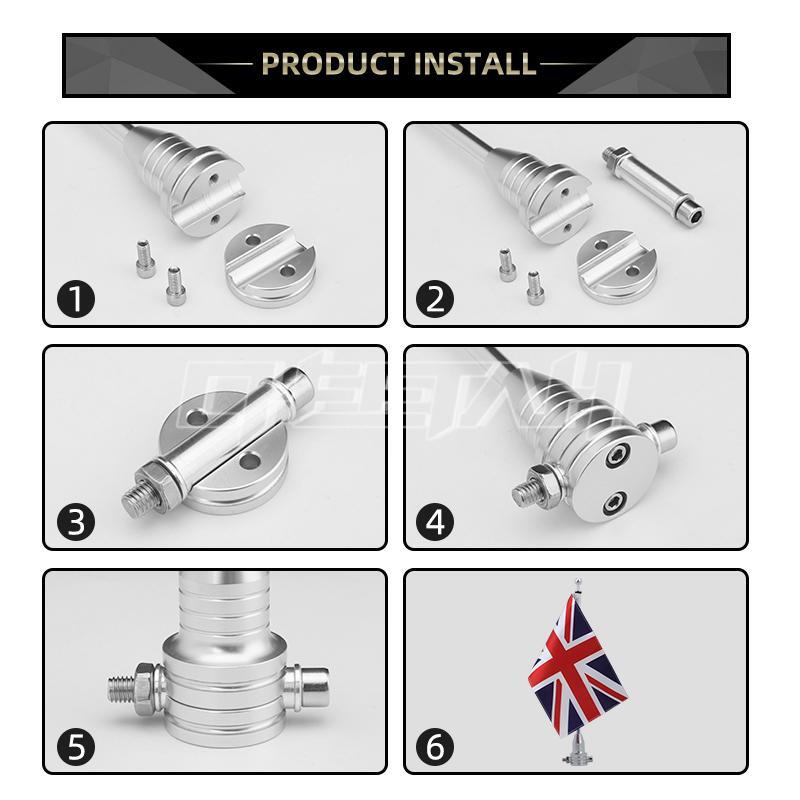 Universal Motorcycle American USA Flag Pole Rear Luggage Rack Mount For Harley