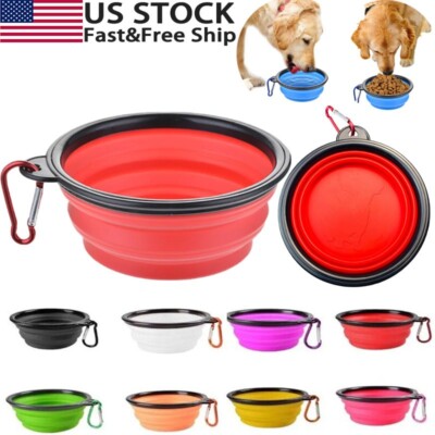 4 Portable Travel Collapsible Foldable Pet Dog Bowl for Food & Water Bowls Dish