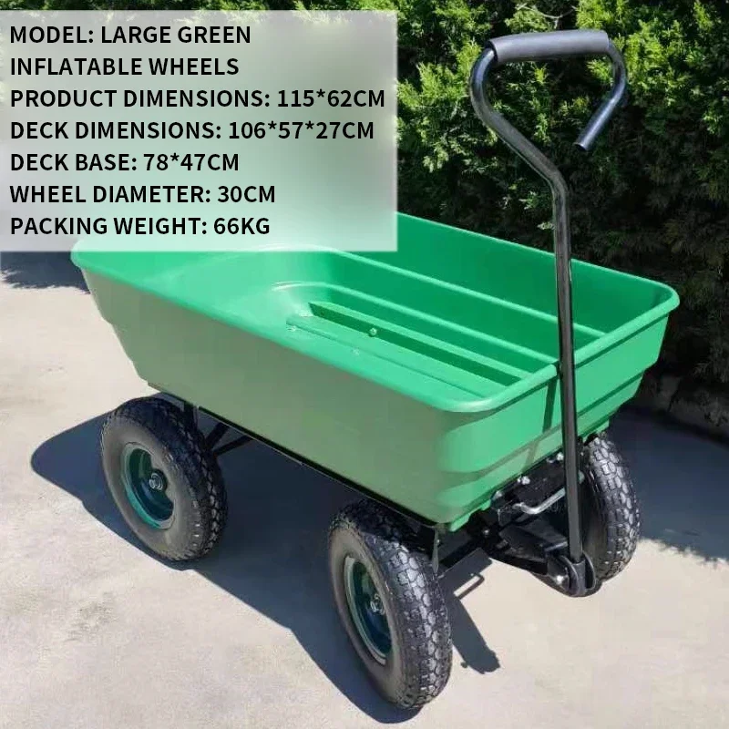 Four-Wheel Hand Cart Trailer Dump Truck Folding Hand Truck Agricultural Hand Tru