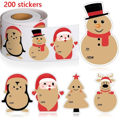Christmas Decorative Self-adhesive Sealing Stickers Gifts Box Labels Package DIY