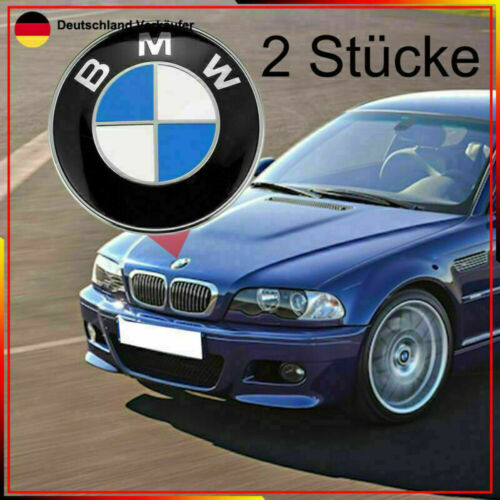 2PCS 82mm für BMW Emblem Motorhaube Heckklappe Kofferraum 1 3 5 6 7 X3 X5 X6