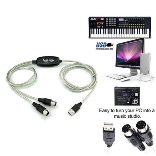 USB IN-OUT MIDI Interface Cable Converter PC to Music Keyboard Adapter Cord  Jz