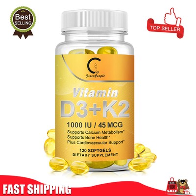Vitamin D3 K2 1000 IU 45MCG 120PCS Capsules Extra Strength D3 K2 Supplements