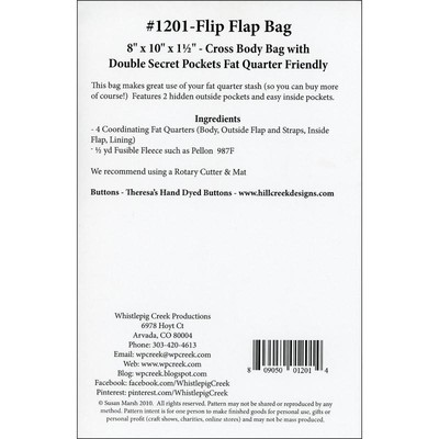 WHISTLEPIG CREEK FLIP FLAP BAG FAT QUARTER FRIENDLY CROSS BODY HANDBAG PATTERN