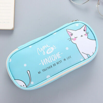 Cartoon Cute Animal Large Capacity PU Pencil Case Kids School Multi-Pattern US