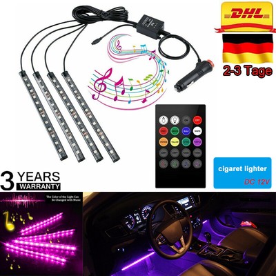  Auto 4in 1 RGB LED Innenraumbeleuchtung Fußraumbeleuchtung Ambientebeleuchtung 