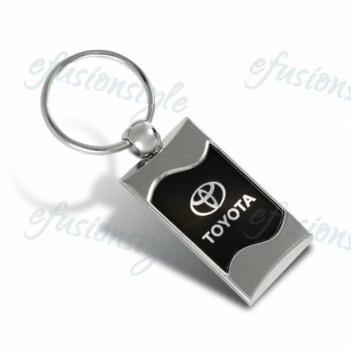 For Toyota Logo Black Rectangular Authentic Chrome Key Fob
