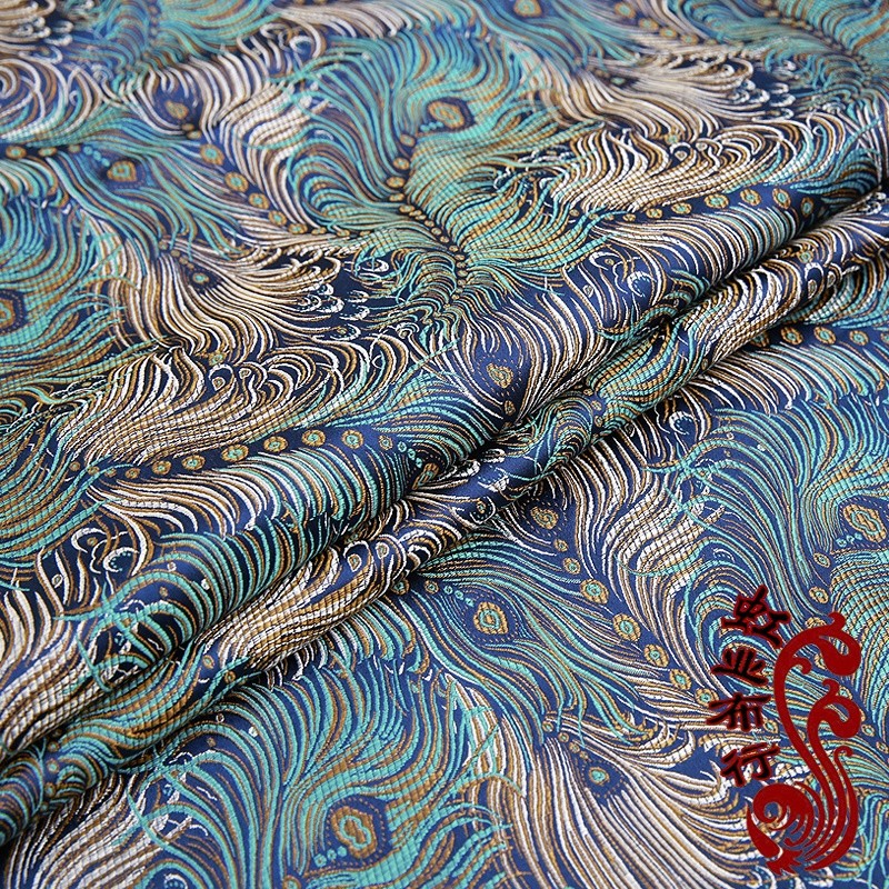 Tissu Brocart Cheongsam Satin Faux Soie Chinois Vert Bleu Rouge, Par Mètre