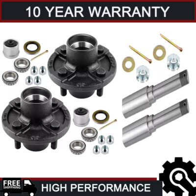 2 Trailer Axle Kits with 4 on 4'' Bolt Idler Hub & 1'' Round BT8 Spindle E17 CA