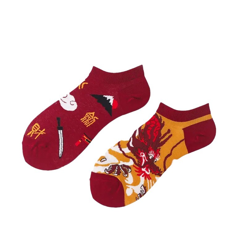 Dragon - Fashion Colorful Cotton Ankle Odd Socks  UK 4-8