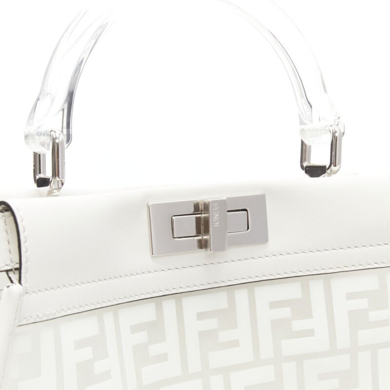 FENDI peekaboo　X-LITE　WHITE Fendi Peekaboo X-Lite Large Perforated Leather Tote Bag
