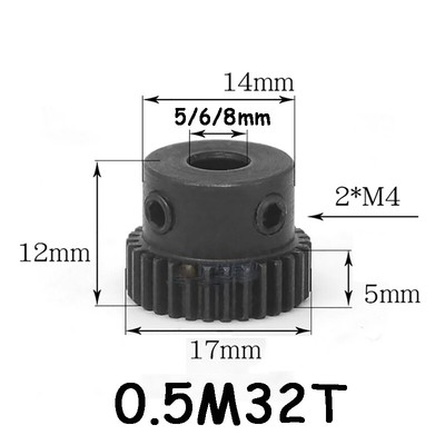 Spur Gears  0.5 Mod 20~60 Teeth Transmission Gear 45# Steel Blacked 5~12mm  Hole