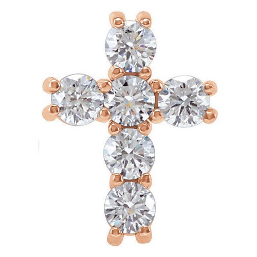 JADiamonds 14K Rose 1/2 CTW Natural Diamond Cross Pendant