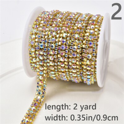 2 Yard Crystal Rhinestone Trimming Chain Ribbon Diamante Sewing Craft Decor