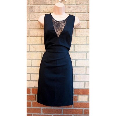 Oasis Black Tailored Lace Inserted Sides Sleeveless Bodycon Formal Dress 16 XL