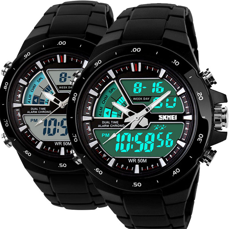 Herren Datumsanzeige Armbanduhr Quarz Digital analog Wasserdicht Sportuhr Uhr