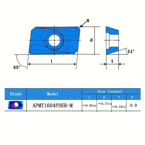 10pcs APMT1604 PDER-DP Carbide Inserts for 400R Milling Nano Blue HRC65