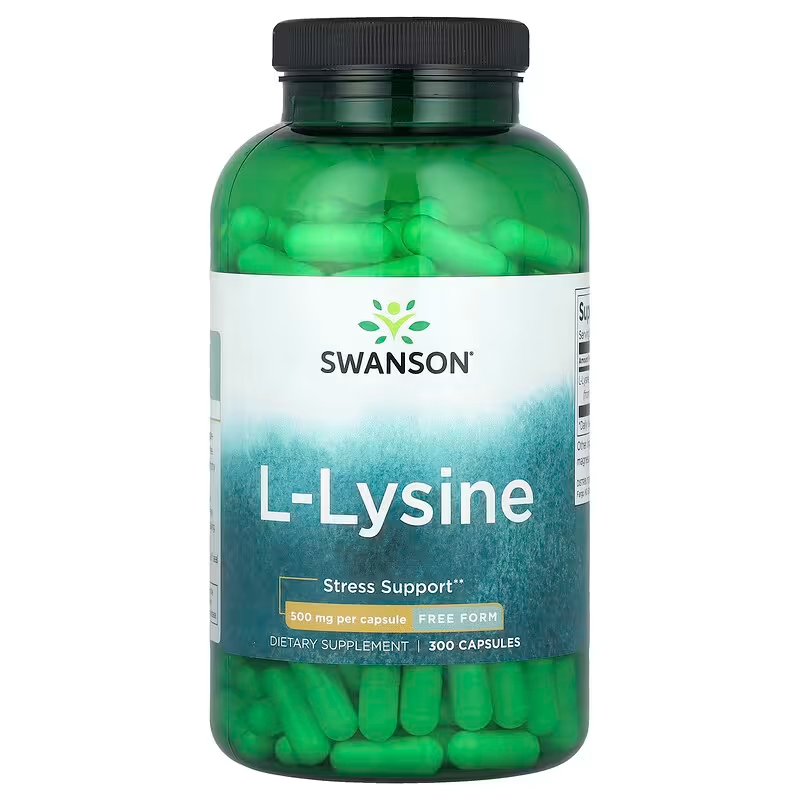 Swanson Lysine 500mg 300 Capsules | Supports Nervous System Health