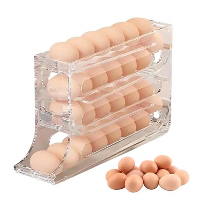 4 Layers Automatic Rolling Egg Holder Refrigerator Egg Storage Box ContainJO