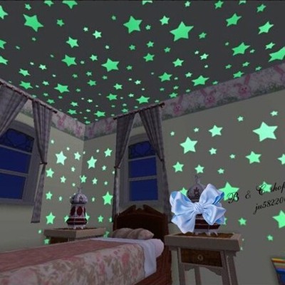 Home Wall Glow In The Dark Star Stickers Decal Baby Kids Room 1 Pack of 100x Hot