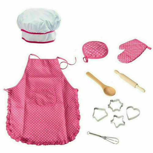 11er Schürzen-Set Rosa Kinderschürze, Kochmütze für Kinder Weihnachten Geschenk