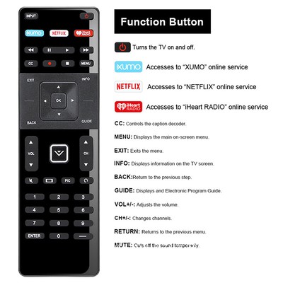 1Pc Replacement Remote for Vizio Smart TV Remote XRT-122 and Vizio Smart-kr