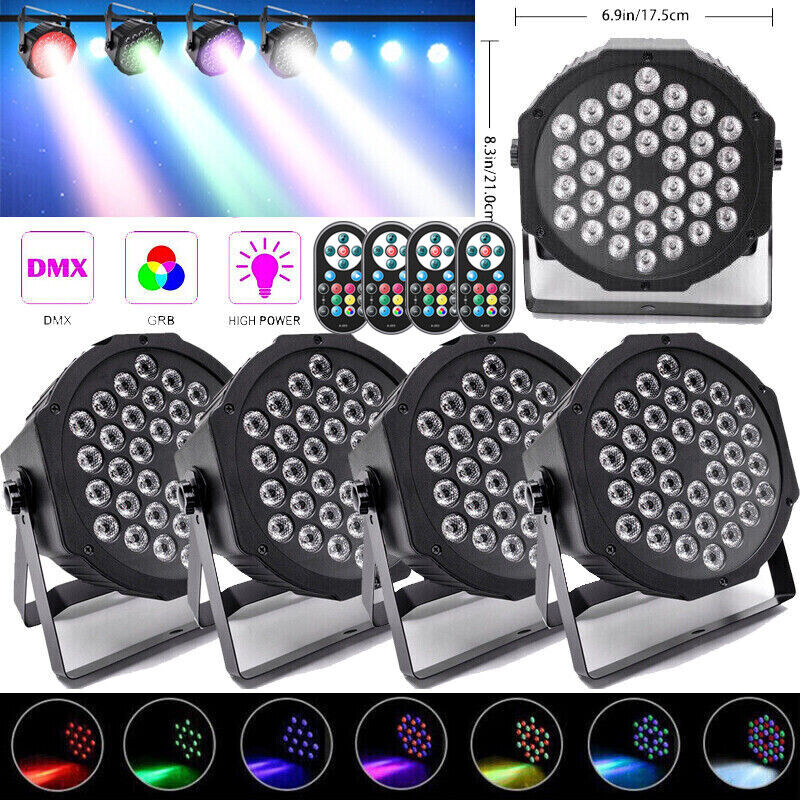 4pcs 108w Rgb Par Stage Light Led Dmx Dj Disco Party Lighting Beam Wash Lights