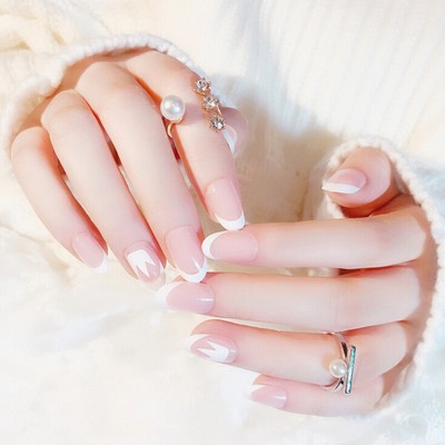 24x 3d fake nails french full false wrapped tips bride artificial false naiY`wi