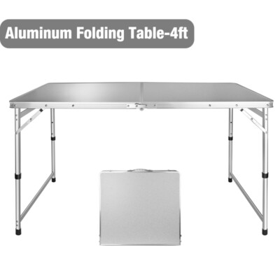 VILLEY Folding Camping Table 4ft Portable Lightweight Table w/Adjustable Legs US