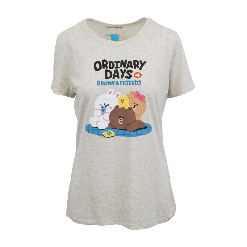 

LINE FRIENDS ЖЕНСКАЯ КОРИЧНЕВАЯ ФУТБОЛКА AND FRIENDS TAN PILE, Бежевый