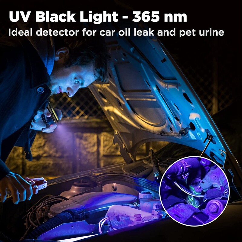 WORKPRO 450 Lumen Pen Light LED Pocket Flashlight UV Black Light USB Rechargable