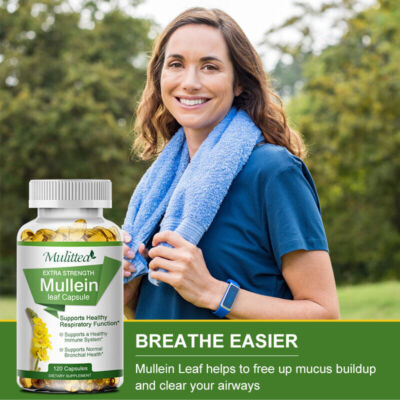 Mulittea Mullein Leaf Capsules | 1000mg | 120 Count | Support Lung Cleanse