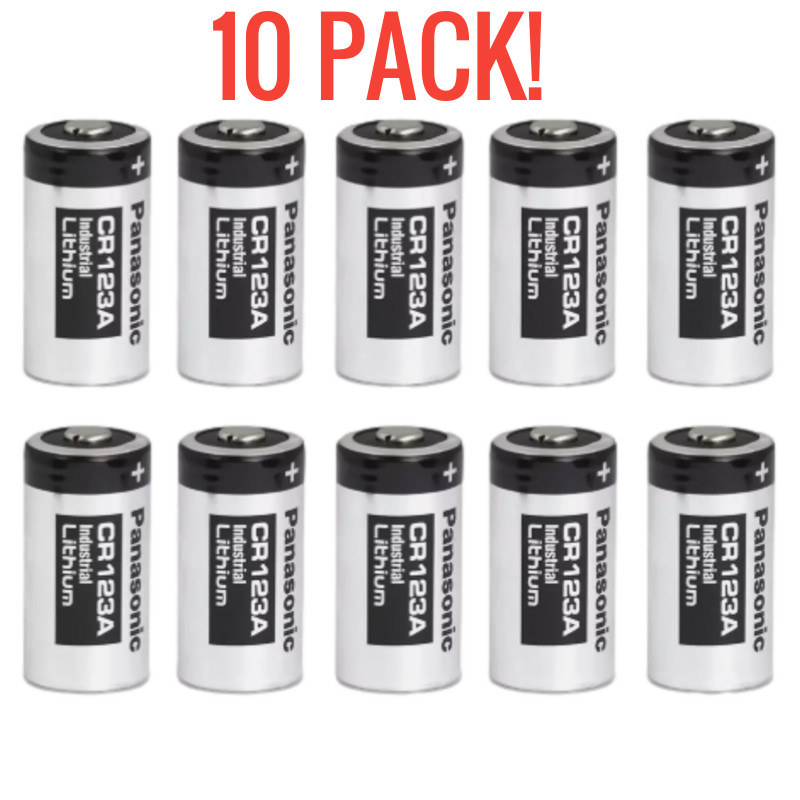 10 Pack Panasonic CR123A 3V Industrial Lithium Batteries CR17345