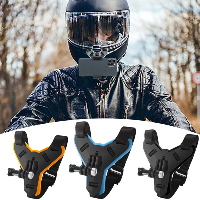 Motorcycle Helmet Chin Strap Mount Holder With Phone Clip For Action Camera US