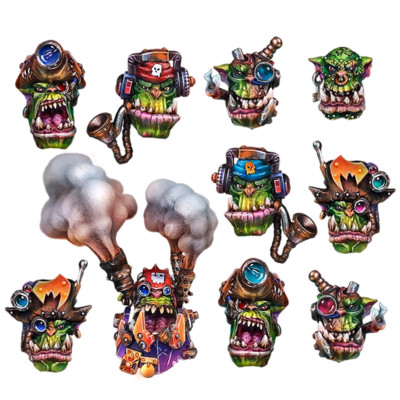 Ork Big Mek Warboss Nobz Oficier Heads Conversion Bits X10-Wargame Exclusive