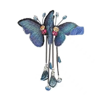 Beautiful Blue Tassel for Butterfly Spring Clip Hair Barrette for Mother s Day