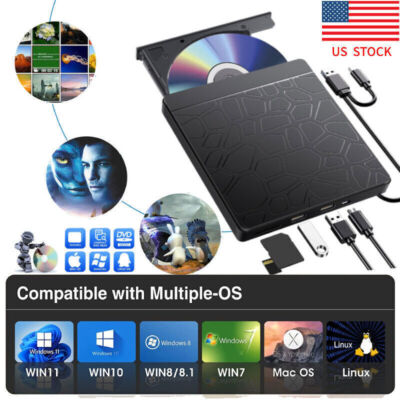 PC DVD Player for Laptop Universal External Dvd Drive Support Windows Mac HP