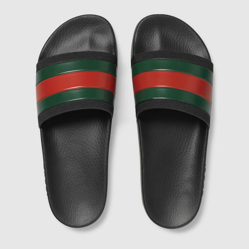 Pre-owned Gucci Pursuit 72 Pool Slides Slip-on Black Summer Sandals Flip Flops