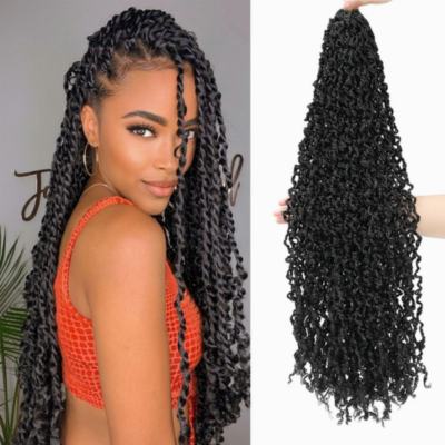 Pre-twisted Majesty Long Soft Curly Synthetic Braid Senegalese Twist Black  Women