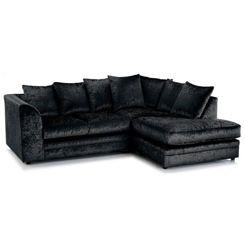 🐥New Black Crushed Velvet Corner Sofa Set £295 ONLY (DFS Style Dylan