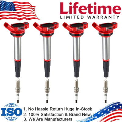 4X Ignition Coil + 4X iridium Spark Plug For 2009-2017 Toyota Corolla 1.8L UF596