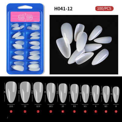 100Pcs Candy Color Full Cover French Square Solid Color Polish False Nails