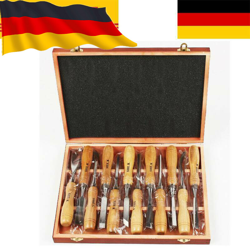 12 tlg Stechbeitel Set Hohlbeitel Stechbeitel Holzbeitel Stecheisen Holz Beitel
