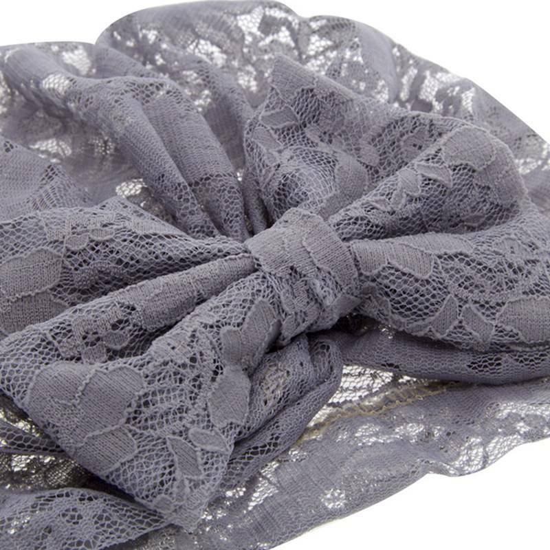 @qin Newborn Baby Kids Boy Girl Knotted Lace Bow Beanie Headwear Cap SALE