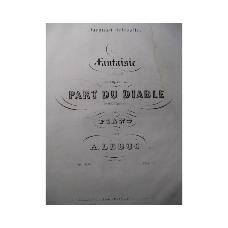 Leduc Alphonse Fantaisie La Part Du Diable Auber Piano Ca1846