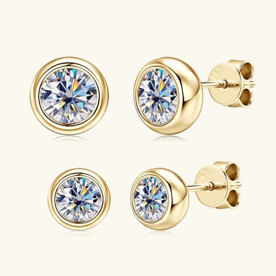 Orecchini a Lobo 5mm Moissanite Argento 925 Certificata Donna