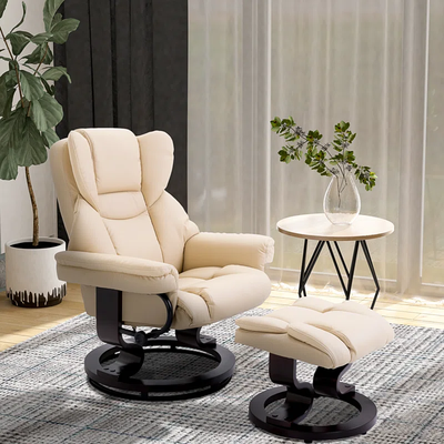 Ladaisia Faux Leather Manual Swivel Recliner with Ottoman eBay