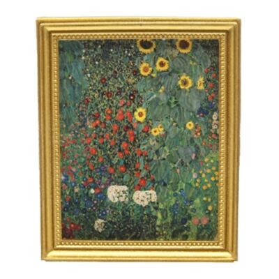 Dollhouse Garden Flowers Picture Painting Gold Frame Miniature Accessory 1:12