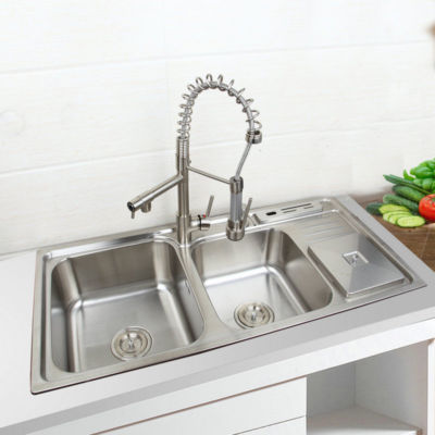 Kitchen Mixer Faucet Brushed Nickel 2 Sink Soap Dispenser Wi